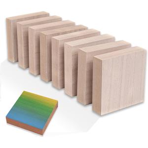 (8-Pack) - 4 x 4 Wooden Blocks for Crafts - 1-Inch Thick Square MDF Blocks - Smooth Surface with Wood Grain Pattern - Highly Customizable Blank Wood Squares