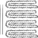 AR-PRO (4 Pack) 14-Inch Chainsaw Chain 3/8" LP Pitch, .050" Gauge, 52 Drive Links; Heavy Duty Carbon Steel Chains with 2 Sharpening Files Fit Most Major Chainsaw Brands; Professional & Home Use