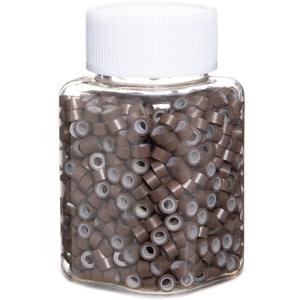 1000pcs 5mm Brown Extension Beads,Silicone Lined Micro Rings,MicroLink I Tip Weft Sew in Beads for Fairy/Hair Tinsel and Feathers Extensions