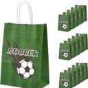 2 x PEUTIER 16pcs Football Party Bags with Handles - Soccer Themed Goodie Bags for Boys, Kids, Adults - Birthday Gift Supplies (Style 7)