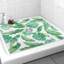 Square Shower Mat, Yonala 32 x 32 Inch Stylish Non Slip Shower Mats for Inside Shower with Central Drain Hole, Soft Trimmable PVC Loofah Anti Slip Shower Mat for Walk in Shower Stall, Quick Drying