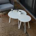 Meluvici Outdoor Patio Coffee Table Set of 2, Weather Resistant End Table, Round Nesting Tables for Living Room Balcony Office, White