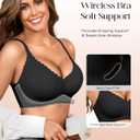 Seamless Jelly Bras for Women 3 Pack - Deep V Wireless Push Up No Wire Womens Bra Padded Comfort with Support for Gifts (M)