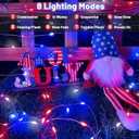 4th of July Decorations Solar String Lights 2Pack 400LED Independence Day Lights for Outside, Red White and Blue Solar Light Waterproof, Copper Wire 8 Modes Twinkle Light for Memorial Day National Day