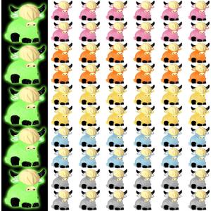 Beeveer 50 Pcs Mini Highland Cow Figurines Luminous Resin Miniature Highlandcow Statue Tiny Cows to Hide Glow in The Dark Small Little Animal for Home Dollhouse Micro Landscape DIY Outdoor Party Decor