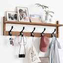 Osivaex 29'' Coat Rack Wall Mount with Shelf, Wood Wall Hooks with Storage, Entryway Shelf with 5 Hangers for Bathroom, Living Room, Bedroom, Rustic Brown