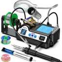 Preciva 927 IV Soldering Station Kit, 130W MAX Soldering Iron with 2 Helping Hands,Magnifying Glass,5 Extra Iron Tips,3 Preset Channels, Adjustable Temperature 194F to 896F