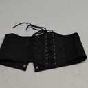 XZQTIVE Womens Corset Belt, Wide Elastic Lace Up Pirate Corset for Dress Black Renaissance Waist Cinch Belt for Costume (Waist 32-35in)