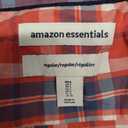 Amazon Essentials Men's Regular-Fit Short-Sleeve Poplin Shirt, Washed Red Windowpane, Large