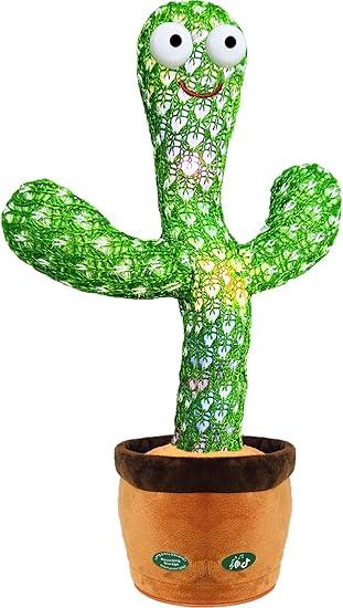 Pbooo Mimicking Cactus Toy for Babies, Ing Talking 15 Second Voice Recorder Toy, Led Tummy Time Musical Toys, Singing Cactus Birthday Gift