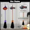 Tiaxidex Halloween Witch Broom Decor, Halloween Decorations, with 2 Wooden Witch Broomsticks, 47" Long, Magic Broom Halloween for Halloween Home Decor, Outdoor Garden Decor, Wall Decor