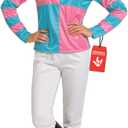 fun shack Womens Jockey Costume, Horse Jockey Outfit, Equestrian Halloween Costume for Women, Racing Attire (Medium, Blue)