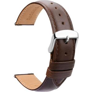 Leather Watch Band Men - Brown Quick Release Watch Strap for Women Replacement - Soft Smart Watch Bracelet with Clasp Buckle for ladies - 14mm 16mm 18mm 19mm 20mm 21mm 22mm 23mm 24mm