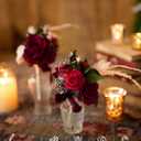 Ling's moment Artificial Flowers 50Pcs Kentucky Red Roses Decor w/Stems,3" Real Touch DIY Foam Floral for Wedding Bouquet/Centerpieces, Outdoors Party Backdrop, Room/Table, and Garden/Pot Decorations