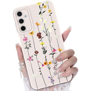 for Samsung Galaxy A13 5G/A04S Phone Case, Fashion Flower Pattern Design Girls Women Liquid Silicone Cover, Slim Shockproof and Scratch-Resistant Soft Case for Samsung A13 - White