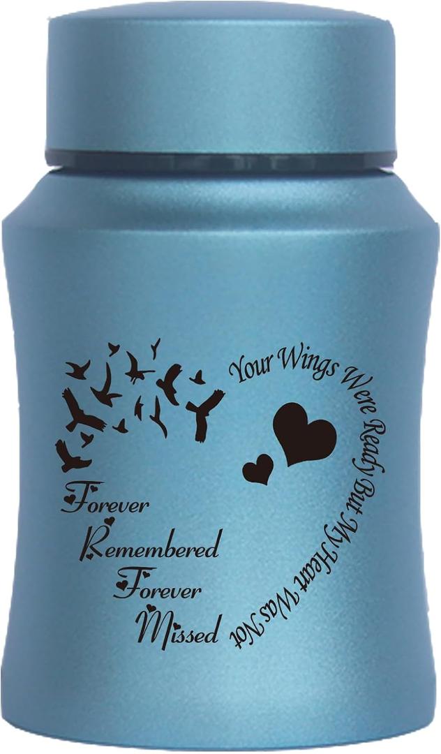 4.5 Inches High Small Urn for Human Ashes Stainless Steel Mini Cremation Urn Small Keepsake Urn Memorial Ashes Container-Blue