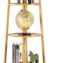 Bamboo Corner Shelf Stand for Display, 59'' Tall Storage Rack, 5-Tier Shelf for Organize