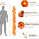 SHareconn 6ft Fall Garland with Lights, Autumn Leaves Garland with Realistic Pumpkins, Thanksgiving Christmas Decorations for Mantle Home Wedding Table Porch Indoor Outdoor, Orange, 6 FT