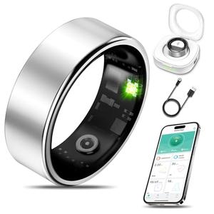 Smart Health Ring for Women Men Fitness Tracker with Heart Rate, Blood Oxygen, Blood Pressure, Sleep Monitoring, Step Counting, IP68 Waterproof for iOS and Android, No APP Fee, Xmas Gifts, Silver 6