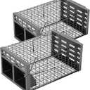 Rat Trap, Humane Live Rat Trap & Automatic Reset Mouse Traps with Dual One-Way Door Design Catch and Release for Mice, Chipmunks, Hamsters, and Other Rodents, Indoors & Outdoors(2PCS Black)