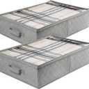 LotFancy Foldable Under Bed Storage Bags, Closet Organizers and Storage Bins, Clothes Blankets Organizer, with Clear Window and Reinforced Handles, 24” x 16” x 6", Pack of 2, Gray
