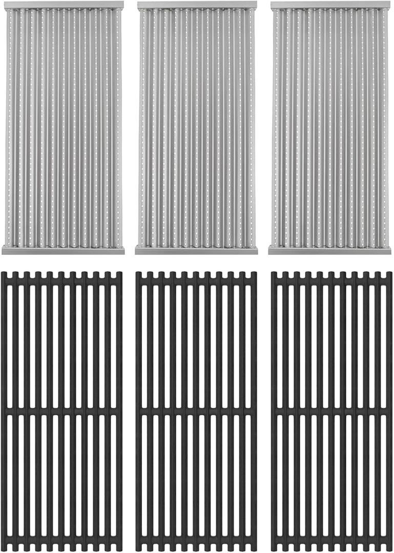 Emitter Plate & Grill Grate for Charbroil Commercial 3 Burner Gas Grill Parts 463242516 463242515 463367016 466242615 466242516 466242616 463346017, Parts for Charbroil Tru Infrared G466-0025-W1 Grill (17 1/8"L8 1/8"W + 17"L7 5/8"W), 3 Pack