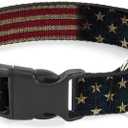 Buckle-Down Plastic Clip Collar - Vintage US Flag Stretch - 1.5" Wide - Fits 18-32" Neck - Large