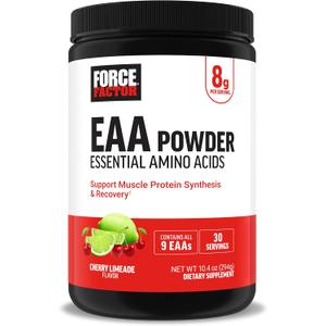 Force Factor Essential Amino Acids, Full Spectrum EAAs Amino Acids Powder, Amino Acids Supplement for Women and Men to Support Healthy Muscle and Workout Recovery, Cherry Limeade, 30 Servings