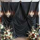 PartyVillage 50ft×15ft Black Backdrop Curtain for Halloween Parties, 10 Panels Wrinkle Free 15 FT Long Polyester Photo Backdrop Drapes Back Drop Cloth for Birthday Photography Background