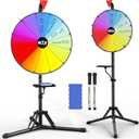 16 Color Prize Wheel, 12 Slots Spinning Wheel with Folding Tripod Floor Stand, Editable Raffle Wheel Spinner with Tray Dry Erase Markers & Eraser, for Carnival Trade Show (16inch)