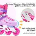 SWAY Inline Skates 4 Size Adjustable for Girls and Boys, All Wheels Light Up, Outdoor Inline Skates for Kids and Youths Age 4-16, Lightweight & Comfortable for Beginner (Purple)