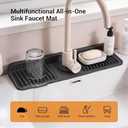 ZJWZLG Faucet Mat for Kitchen Sink, 17.7"X5.5" Silicone Sink Splash Guard with Soap Holder, Snap-On Design & 7slope Fast Drain, Folding Sink Faucet Mat for Universal Kitchen Bathroom Sink Black