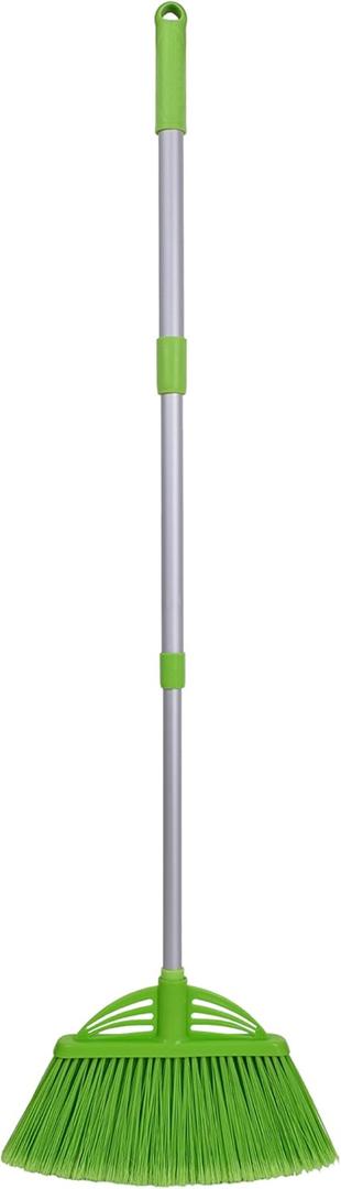 Three-Section Telescopic Aluminum Alloy Rod Long-Handled Broom (Green)