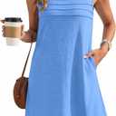 Ekouaer Womens Swimsuit Cover Up Pleated Front Bathing Suit Coverups 2026 Casual Tank Beach Dress with Pockets S-2XL (XXL)