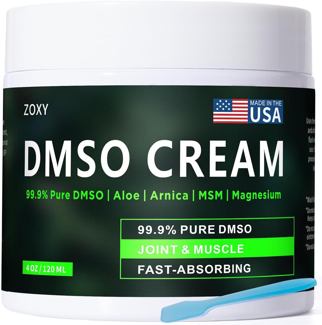 ZOXY DMSO Cream, 99.9% Pure, with Magnesium, MSM, Frankincense, Aloe Vera, Turmeric, Herbal, and Arnica, Quickly Absorbed, Low Odor, Non-Greasy,4 oz ZOXY DMSO Cream, 99.9% Pure, with Magnesium, MSM, Frankincense, Aloe Vera, Turmeric, Herbal, and Arnica, Quickly Absorbed, Low Odor, Non-Greasy,4 oz