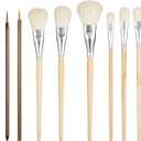 10 Pcs Pottery Glazing Brushes Pottery Glaze Brushes Ceramic Brush Set Goat Hair Mop and Blending Brush for Ceramics Acrylic Painting Clay Essential Ceramics Tools and Supplies