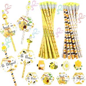 48 Sets Bee Themed Scented Pencils with Erasers Motivational Cards and Pencil Topper Clip Gifts Bulk Prizes Reward Bee Party Favor 48 Sets Bee Themed Scented Pencils with Erasers Motivational Cards and Pencil Topper Clip Gifts Bulk Prizes Reward Bee Party Favor