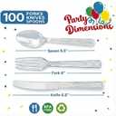 Party Dimensions 300 Count Plastic Cutlery Combo Box, Disposable Clear Plastic Silverware Utensils Set, 100 Forks, 100 Spoons, 100 Knives
