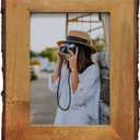 Eosglac 5x7 Live Edge Picture Frame, Rustic Wood Photo Frames Farmhouse Decor for Tabletop or Wall Display, Natural Brown