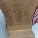 Athlefit Women's Square Toe Cowboy Cowgirl Boots Low Chunky Heel Embroidery Western Mid Calf Boots for Country Concerts, Red, Size 8.5