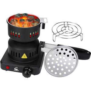 Coal Burner, Coal Burner Electric Charcoal Starter Multipurpose Charcoal Burner Faster Electric Stove With Detachable Handle,Stainless Steel Grill & Rack Coal Burner for Cubes