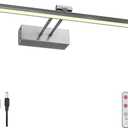 FUNCHDAY Picture Light, Battery Art Lights for Wall, Wireless Remote Painting Light with Timer and Dimmable, 16" Metal Display Lighting for Artwork, Portrait, Gallery (Brushed Black)