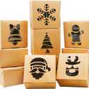 36 PCS Christmas Cookie Boxes for Gift Giving, Brown Bakery Treat Boxes for Pastries, Cupcakes, Brownies, Cookies,Donuts 4"x 4"x 2.5"