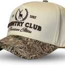 Vintage Western Trucker Hat | Men & Women | Country Cute Caps for Cowgirls Cowboys | Camo Denim Embroidered Cotton | Snapback (Beige)