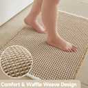TYUU Waffle Bath Mat, Boho Bathroom Rugs Non Slip Washable Super Absorbent Quick Dry Bath Mat Farmhouse Bathroom Decor, 48"x24" Khaki and White