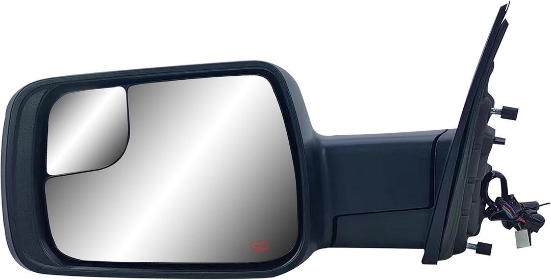 Replacement Driver Left Side Door Mirror Power and Heated with Blind Spot Glass Textured Back Cover for RAM 1500 from 2019 to 2024