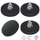 Flutesan Neodymium Magnet Rubber Coated Mounting Small Scratch Safe Black Stud Magnet Painted Surface Waterproof M6 Threaded with Bolts Nuts for Lighting Camera Tools(4 Packs,Black,2.6 Inch)
