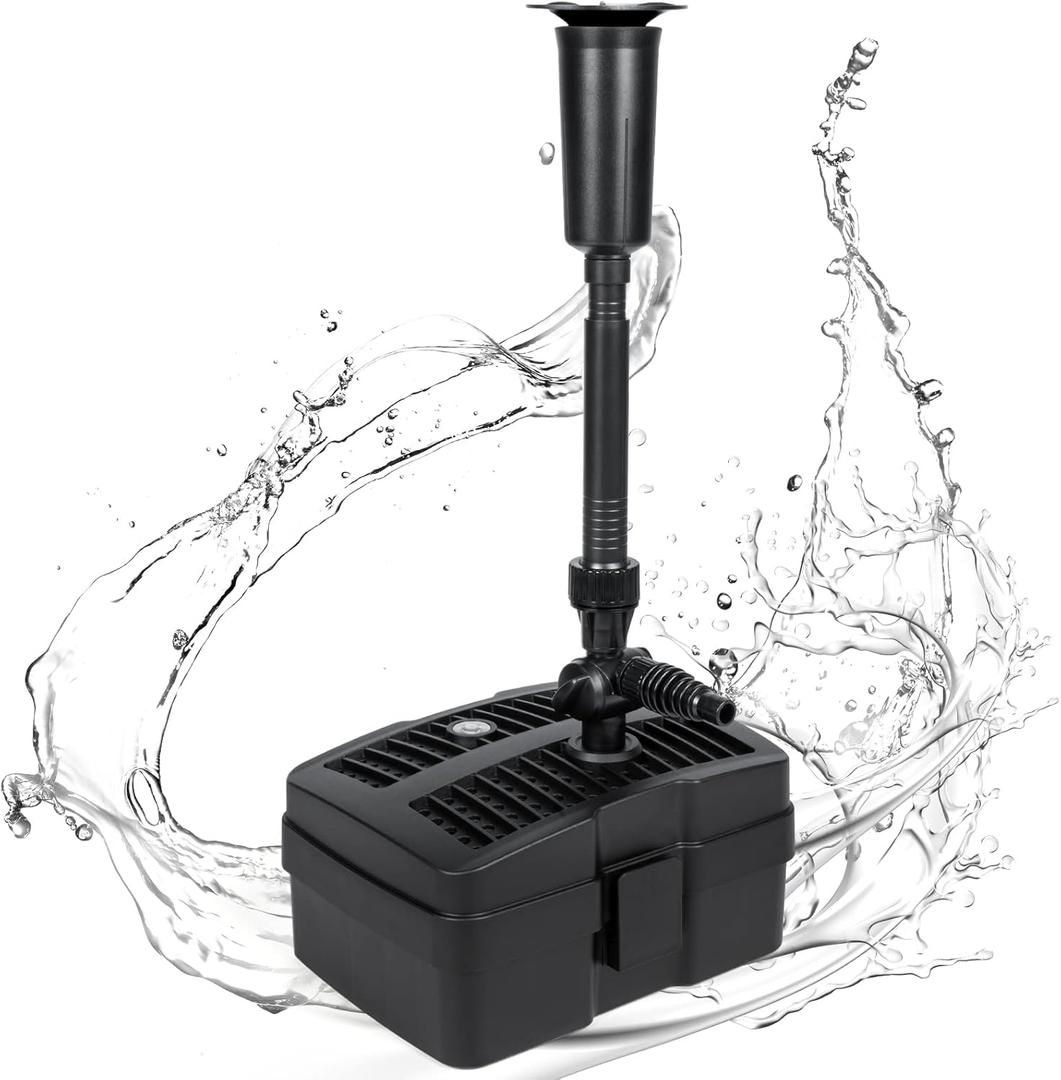 Anbull Pond Filter Fountain Pump, 660GPH 110V/50W Submersible Water Pump for Outdoor Ponds, All-in-One Pond Filter System with 5W UV-C Lamp for Clearing Pond Garden Fish Tank Aquarium