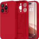 Magnetic for iPhone 15 Pro Max Case, Compatible with MagSafe, [Full Camera Protection][Screen Protector] Silicone Shockproof Protective Phone Case for iPhone 15 Pro Max 6.7", Deep Red
