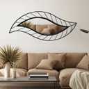 ironsmithn Decorative Wall Mirror, Leaf Teardrop Mirror with Metal Frame, 45" x 18.5" Black Wall Mounted Mirror for Bathroom Vanity Living Room Bedroom Fireplace